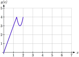 A piecewise function that passes through 0 comma 0, 2 comma 4 and 3 comma 4